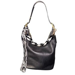 Vintage Coach Legacy West 9823 Black Leather Hobo Shoulder Bucket Bag